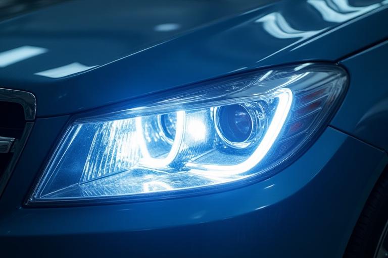 Photo après: phare de voiture parfaitement clair et transparent.